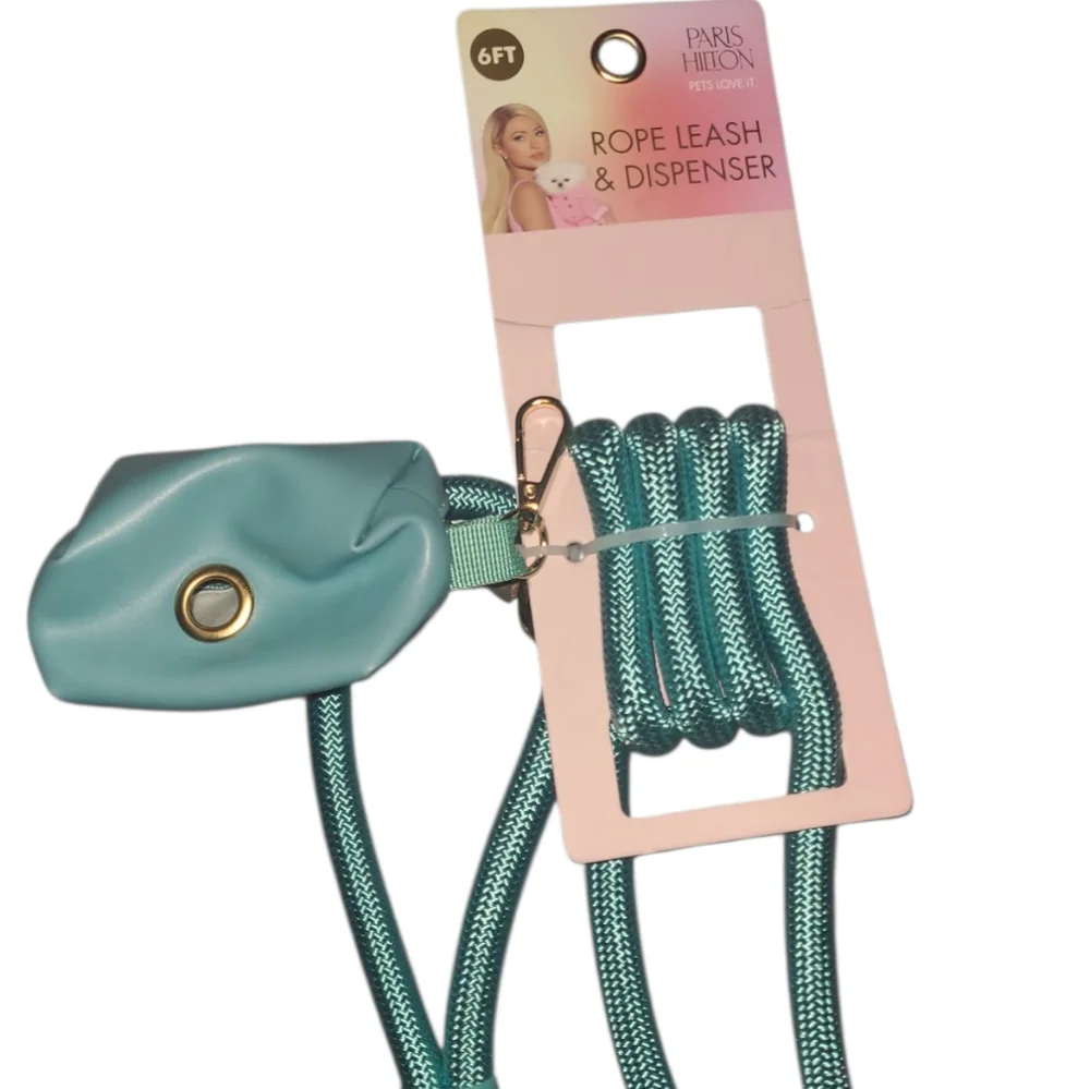 NWT Paris Hilton Turquoise Dog Leash with Dispenser
